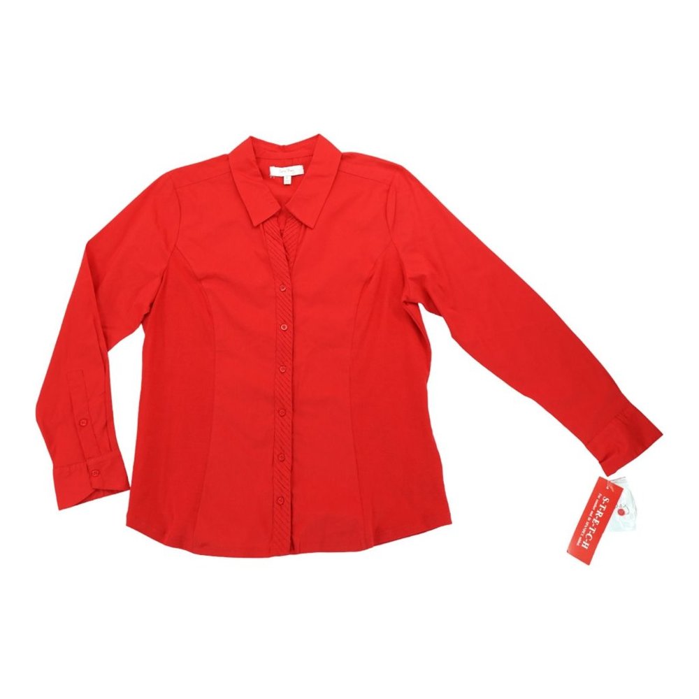 CORAL BAY Women's Shirt Size Small Long Sleeves Red Button Casual